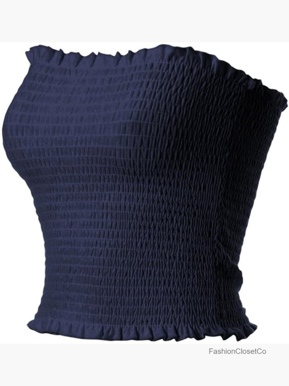 Smocked Strapless Tube Top Crop Top Cotton Spandex